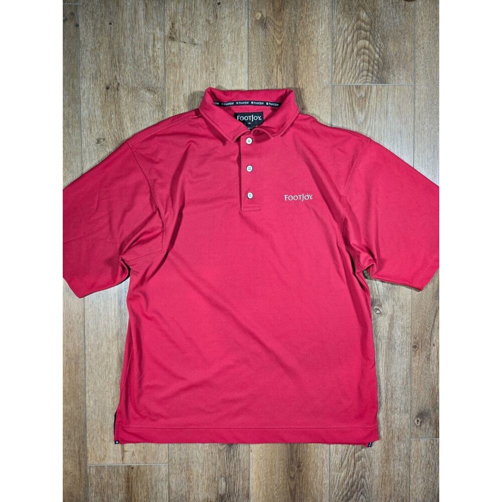 FootJoy Golf Polo Shirt Mens M Red Embroidered Logo Preppy Athletic Casual